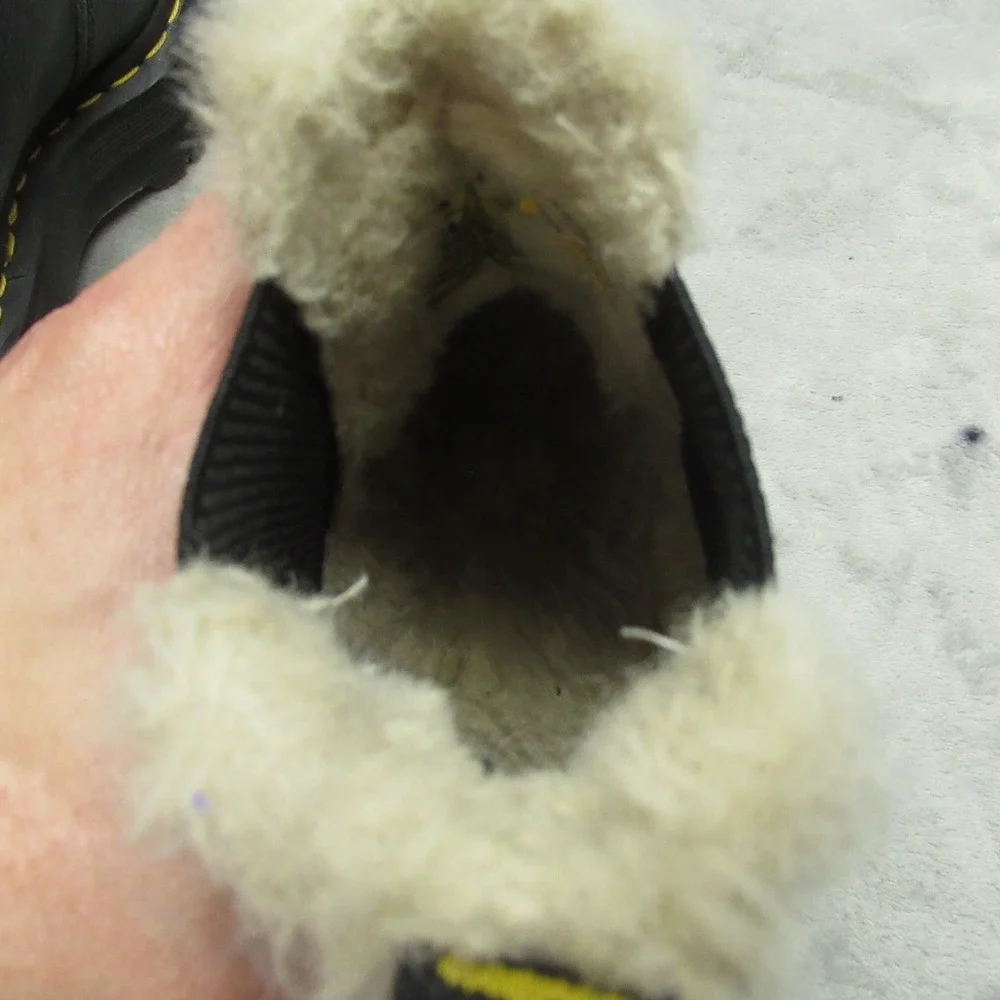 Dr Martens Unisex W5 M4 Boots Black‎ Leather Quad Platform Lug Faux Fur Chelsea